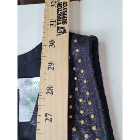 Vintage Y2K Tank Top S Shell Black Studs Hi Low V-Neck Split Back Gauzy - Picture 8 of 12